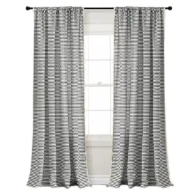 16t005371 Triangle Home Fashions Boho Coastal Horizontal Ticking Stripe Tassel 52 Inch W X 84 L Pack Of 2 Black