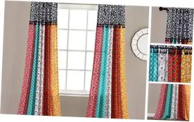 Triangle Home Fashions 194938001090 Boho Patch Window Curtain Panel Pair 84 Inch L X 45 W Pack Of 2