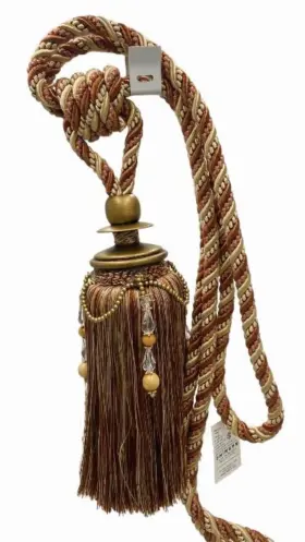 3378-10 Trimland Cavalier 8758 Copper Cream Off White Drapery Tassel Tieback