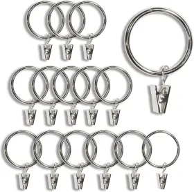Trmesia 445023352393 15pcs Curtain Rings With Clips Metal Silver Size Is 1.5 Inch Inner D