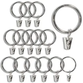 Trmesia 974387763961 15pcs Curtain Rings With Clips Metal Silver Size Is 1.5 Inch Inner