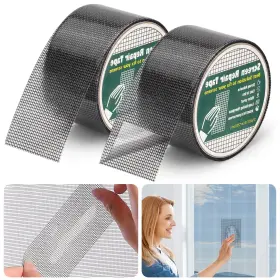 Tsv 601549139840 2pcs Window Door Screen Repair Kit Black Fiberglass Wire Mesh Patch Tape
