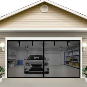 Gsd1178 Tudere Magnetic Garage Door Screen 11x9ft Hands Free Curtains Retractable Fi
