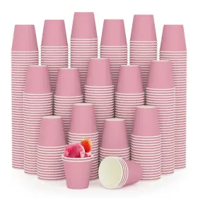 Turbo Bee 788703498569 600pack 3 Oz Pink Paper Cups Disposable Bathroom For Party P