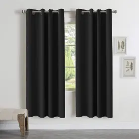 Tqbeyelet25272c7 Turquoize Black Blackout Curtain Panels 72 Inch Lengh Grommet Drapes Solid Gr