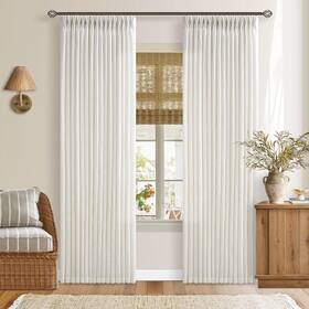 Twodrapes Td-dmddhz50-zrs5090 Pinch Pleated 90 Inch Linen Curtains 2 Panels Set For Living Room Pleat