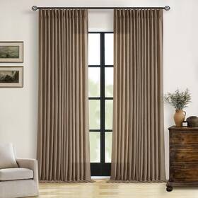 Twodrapes Td-dmddhzcl-ks4096 Brown Pleated Linen Curtains 96 Inches Long Living Room 2 Panel Set Semi Shee