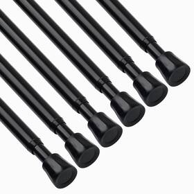 Tyron Tyron 797447900566 6pcs Spring Tension Curtain Rod 17 To 28 Inch Black Adjustable Small S
