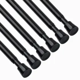 Tyron 797447900566 6pcs Spring Tension Curtain Rod 17 To 28 Inch Black Adjustable Small S