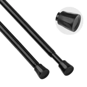 Tyron 797447900597 2pcs Spring Tension Curtain Rods For Windows 28 To 48 Inch Black Adjus