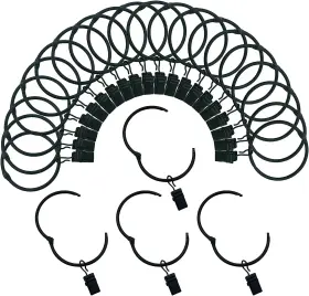 Tzxwjz 445031017031 Curtain Rings With Clips 2 Inch Interior Diameter Openable 24 Pack Rustproof Met