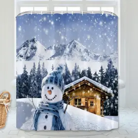137-yl-sdj6-72x72 Ubnlkto Christmas Shower Curtain Winter Season Snowman Snowflake Bathroom M