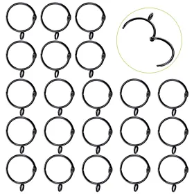 Ufurmate 604947705280 Curtain Rings 28 Pcs Black Metal With Eyelets Open And Close M