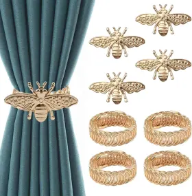 Uf-ha1293-g-us Ufurmate Gold Bee Curtain Tiebacks 4pcs Metal Drapery 4 Pieces Lengthened