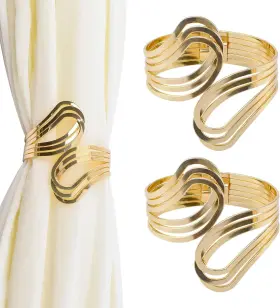 Uf-ha1303-g-us Ufurmate Golden Punk Style Curtain Tiebacks 2pcs Metal 2 Pcs Gold