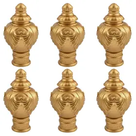 Uf-ha1401-g-us Ufurmate Curtain Finials 6pcs Gold Plastic Drapery Rail Pole Head Cap Decorative Wind