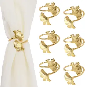 Uf-ha2902-us Ufurmate Gold Ginkgo Leaf Curtain Tiebacks 6pcs Metal Drapery Holdbacks Beautiful Dec