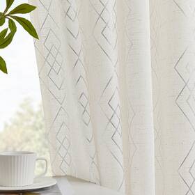 Ugoutry Ug-geo2-95siv Linen Curtains For Bedroom Silver 96 Inches Long Farmhouse Curtain