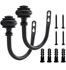 Ulifestar 445033923972 2 Pack U-shaped Wall Mounted Curtain Holdback Hooks Round Black New Read