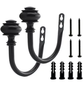 Ulifestar 445033923972 2 Pack U-shaped Wall Mounted Curtain Holdback Hooks Round Black New Read