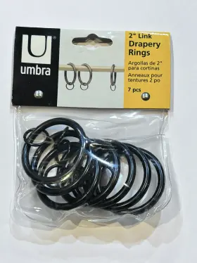 Umbra 028295000642 2 Inch Link Drapery Rings Black Set Of 7