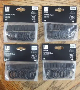 Umbra 028295270038 Window Curtain Clip Rings 40 Pack Black 1/2 Inch New