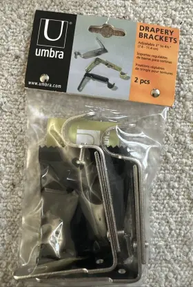 Umbra 082895028257 6 Adjustable Drapery Brackets 2 Pc - 3 Inch -4.5 7.6-11.4 Cm