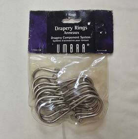 Umbra 236034-480 Drapery Rings - Anneaux #236034-480 S Hook 7 Silver Nos