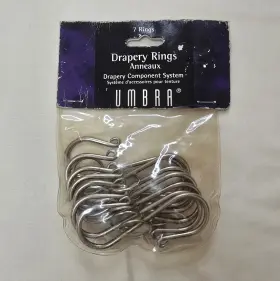 236034-480 Umbra Drapery Rings - Anneaux #236034-480 S Hook 7 Silver Nos