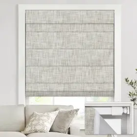 Mf041-42006 Unishades No Drill Cordless Roman Shades For Windows 46 Inch W 64 H - 100% Blackout
