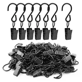 Unlorspy20220802-018 Unlorspy 50 Pack Stainless Steel S Hanging Hooks With Clips 2.4 Inch Long Curtain Cli