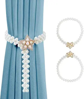 Upaan 414807348128 Curtain Tiebacks Elastic Pearl Modern Style Convenient Drape Tie Backshandmade C