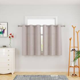 Upopo 425514834224 Beige Tier Curtains Linen Textured Kitchen Window 36 Inches Long Privacy Smal
