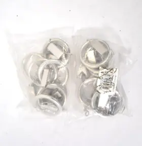 12007-1 Urbanest Lot Of 16 Nylon Insert Curtain Rings W Clips And Eyelets 1-1/4 Inch Brushed