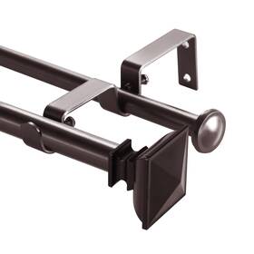 Urbanest Rod-1202440 Square Urn Adjustable Double Drapery Curtain Rod 48 Inch -84 Bronze