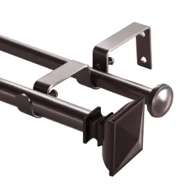 Rod-1202440 Urbanest Square Urn Adjustable Double Drapery Curtain Rod 48 Inch -84 Bronze