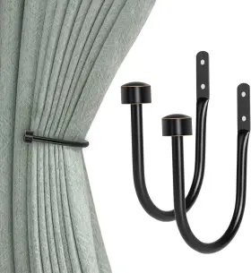 110160091 Us Curtain Holdbacks Decorative Tieback For Wall Black Window Drapery Hold