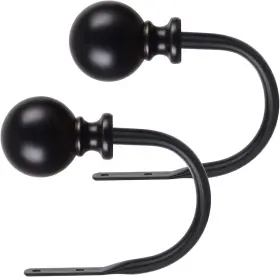 Us 711181955392 Curtain Holdbacks Black Tiebacks Wall Mounted With Round Finials Metal