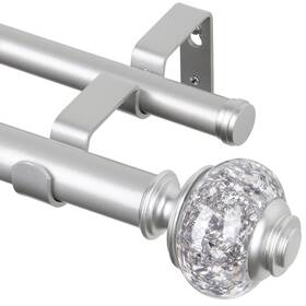 Usfook 010020043 1 Inch Double Curtain Rods 72 To 144 Inches 6 12 Ft 72-144 Silver