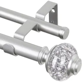 010020043 Usfook 1 Inch Double Curtain Rods 72 To 144 Inches 6 12 Ft 72-144 Silver