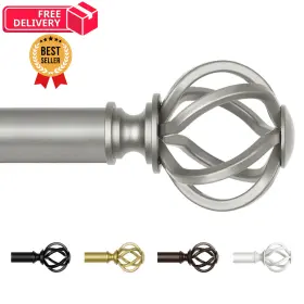 010120135 Usfook Antique Silver Curtain Rod 32 To 58 Inch 2.6-4.8 Ft 32-58