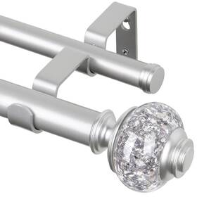 Usfook Sf010170217-usf1 1 Inch Silver Double Curtain Rods For Windows 120 To 180 Inches Adjus