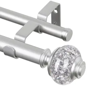 Sf010170217-usf1 Usfook 1 Inch Silver Double Curtain Rods For Windows 120 To 180 Inches Adjus