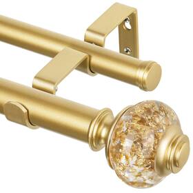 Usfook Sf010220226-usf1 1 Inch Luxury Gold Double Curtain Rods For Windows 66 To 66-120
