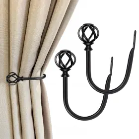 Sf020000314 Usfook 2 Pack Curtain Holdbacks Black Decorative Window Drapery Tiebacks Pack/1 P