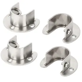 Uxcell 609876794886 Stainless Steel Clothes Closet Rod Bracket Flange Holder Pole 1.1 Inch Dia 4pcs
