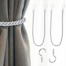 Uxcell 672668223635 2pcs Curtain Tiebacks 75cm/29.5 Inch Braided Drapery Holdback With Hook White