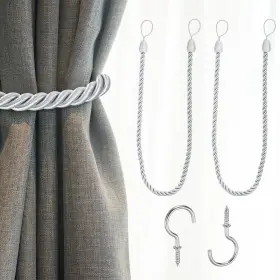 Uxcell 672668223635 2pcs Curtain Tiebacks 75cm/29.5 Inch Braided Drapery Holdback With Hook White