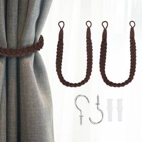 Uxcell 678202768242 2pcs Rope Curtain Tiebacks 23.6 Inch Hand-woven Holdback Dark Brown