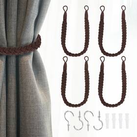 Uxcell 678202768259 4pcs Rope Curtain Tiebacks 23.6 Inch Hand-woven Holdback Dark Brown